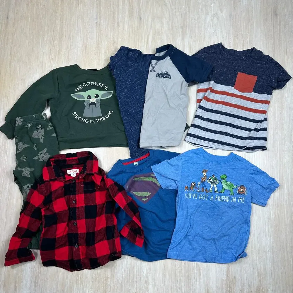 2T Toddler Boy Lot 14 Piece Disney Star Wars Cat & Jack Carter's Pajamas Shorts